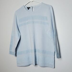 Talbots L Light Blue Top 3/4 Elbow Sleeve Shirt